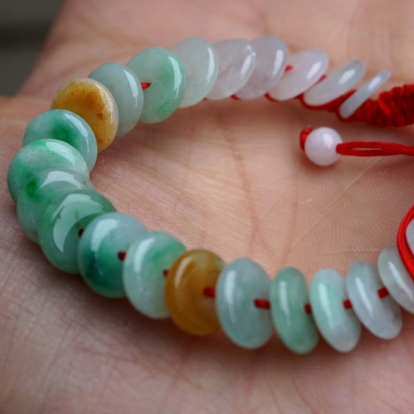 3 Color 100% Natural Untreated Grade A Icy Jade Jadeite Doughnut Bracelet Nice - Picture 6 of 6